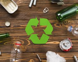 Zubnol Recycling various reusable trash around recycling symbol
